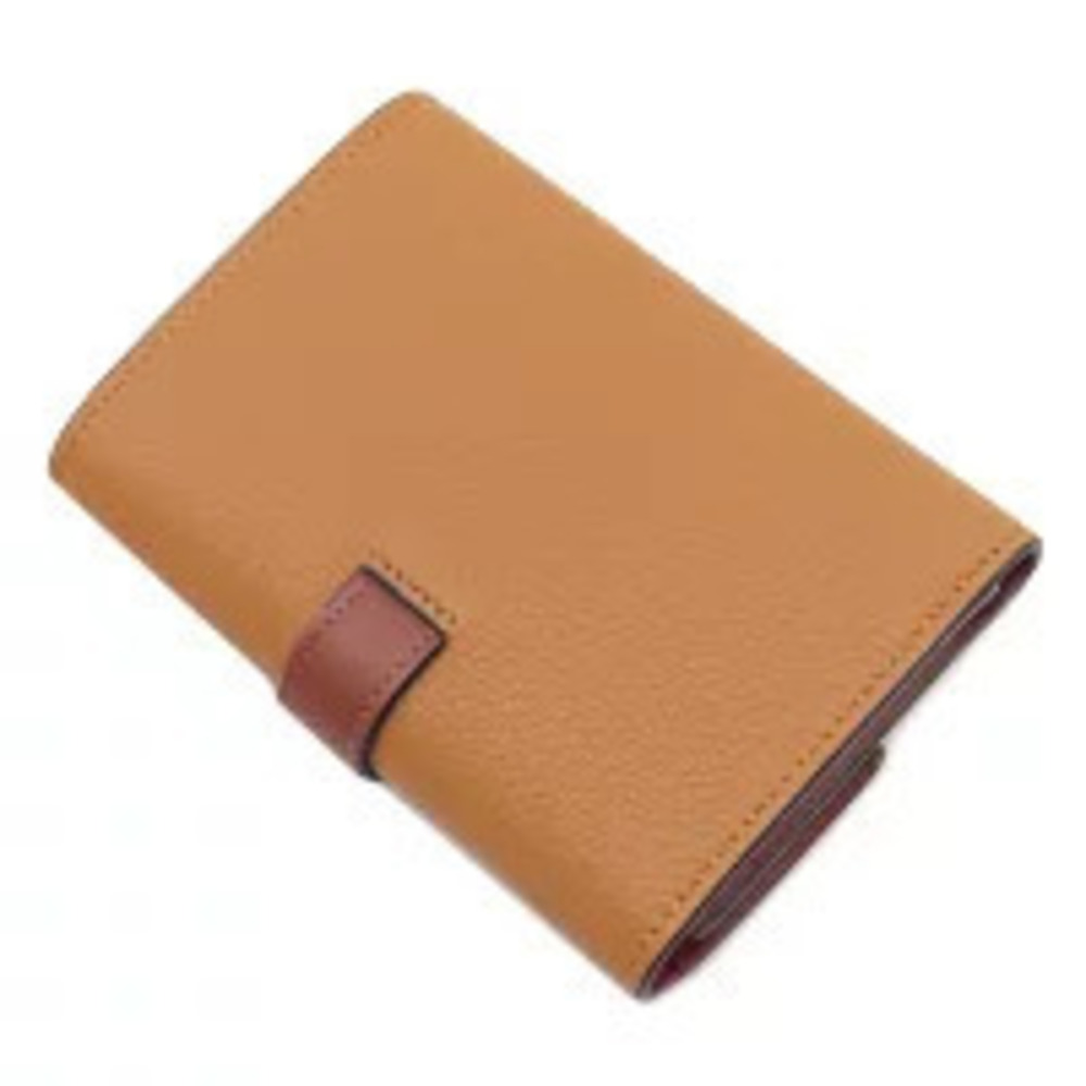 Loewe Tri fold Vertical Grain Tan Pecan Wallet Caramel Calfskin Calf Soft Tan
